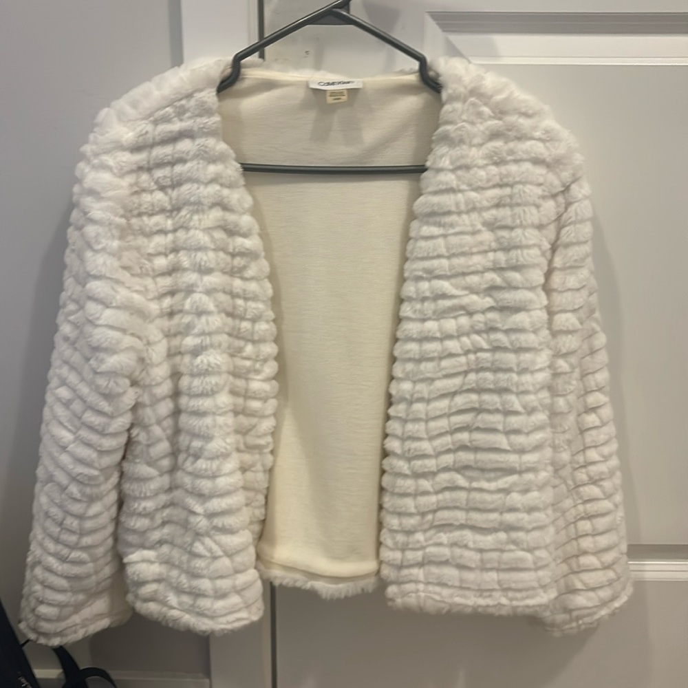 Calvin Klein Short Fur Coat Women Size L